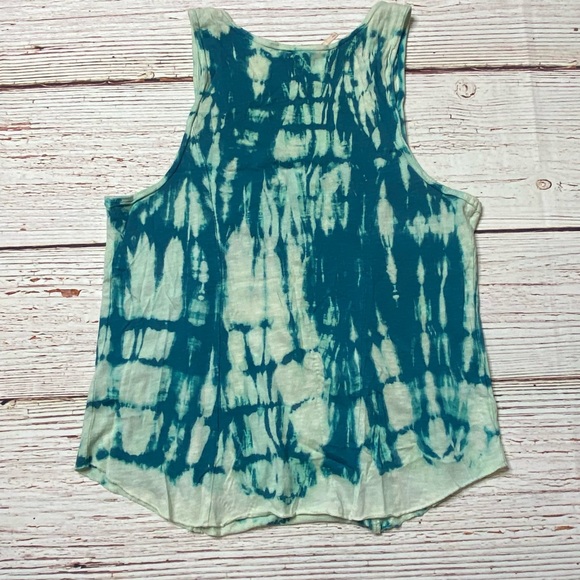 Free People Everything Zen Teal Tie Dye Beaded Tank Top Sz S - Picture 11 of 14
